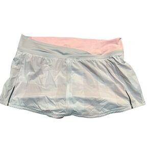 Lululemon Run: Pace‎ Skirt Pink Gray Gingham Skort Sz 8 Pockets Gym Jogging
